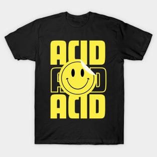 ACID HOUSE  - Font With Smiley Peel Sticker (yellow) T-Shirt